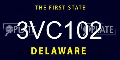 3VC102 Delaware License Plate