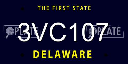 3VC107 Delaware License Plate