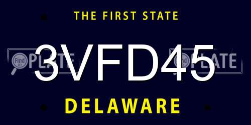 3VFD45 Delaware License Plate