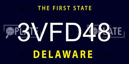 3VFD48 Delaware License Plate
