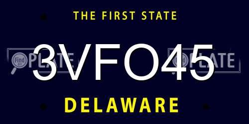 3VFO45 Delaware License Plate