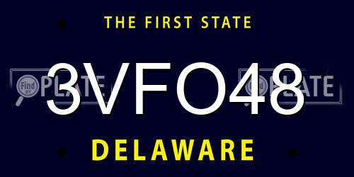 3VFO48 Delaware License Plate