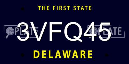 3VFQ45 Delaware License Plate