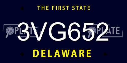 3VG652 Delaware License Plate