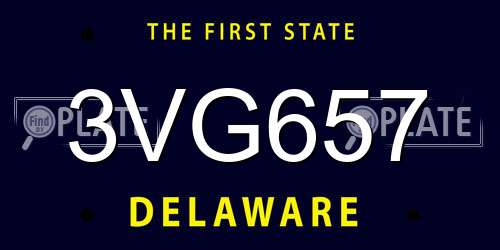 3VG657 Delaware License Plate