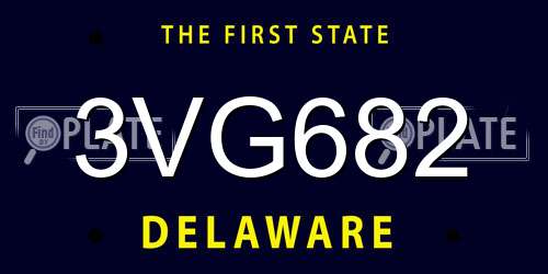 3VG682 Delaware License Plate
