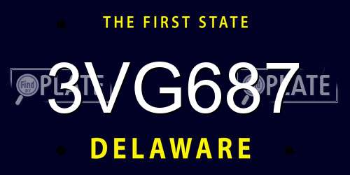 3VG687 Delaware License Plate