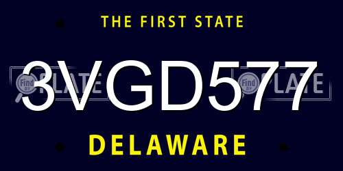 3VGD577 Delaware License Plate