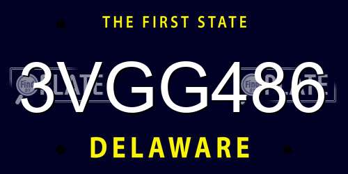 3VGG486 Delaware License Plate