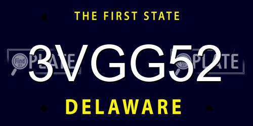 3VGG52 Delaware License Plate