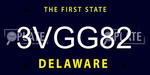 3VGG82 Delaware License Plate