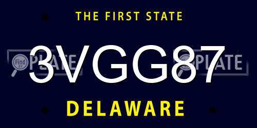 3VGG87 Delaware License Plate