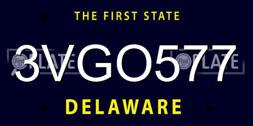 3VGO577 Delaware License Plate