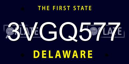 3VGQ577 Delaware License Plate