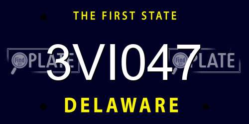 3VI047 Delaware License Plate