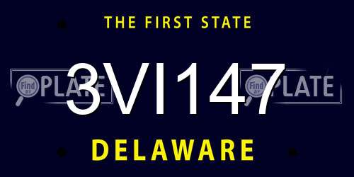 3VI147 Delaware License Plate
