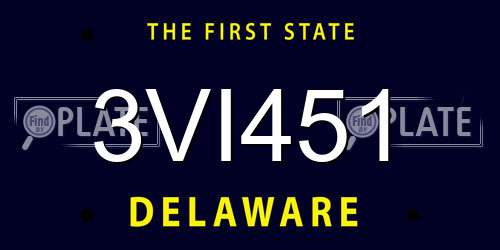 3VI451 Delaware License Plate