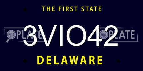 3VIO42 Delaware License Plate