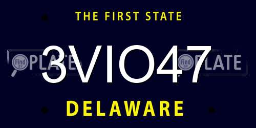 3VIO47 Delaware License Plate