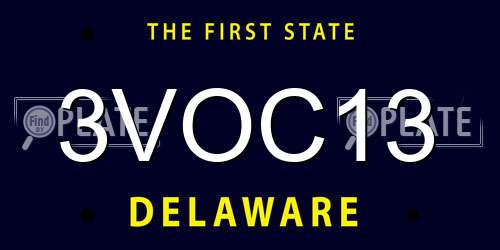 3VOC13 Delaware License Plate