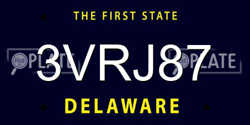 3VRJ87 Delaware License Plate