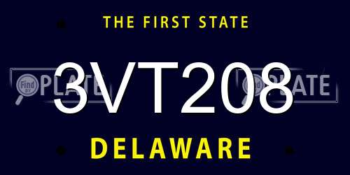 3VT208 Delaware License Plate