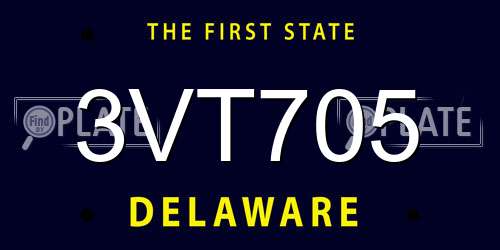 3VT705 Delaware License Plate