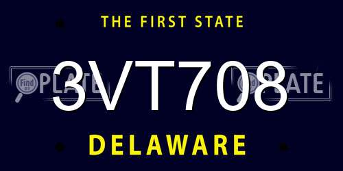3VT708 Delaware License Plate