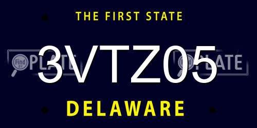 3VTZ05 Delaware License Plate