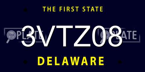 3VTZ08 Delaware License Plate