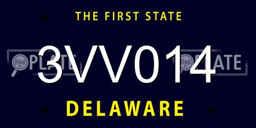 3VV014 Delaware License Plate