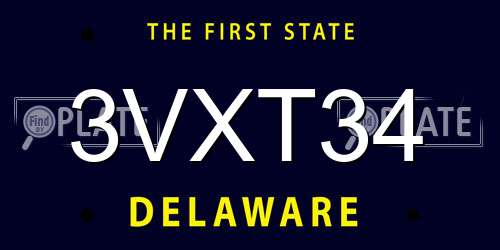 3VXT34 Delaware License Plate