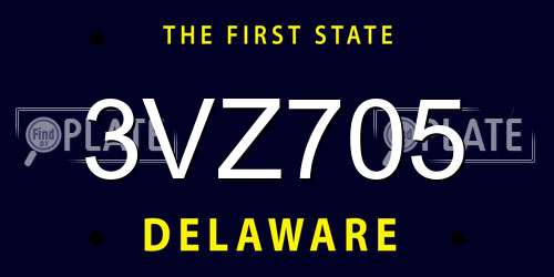 3VZ705 Delaware License Plate