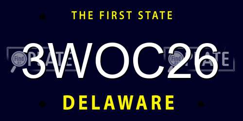 3WOC26 Delaware License Plate