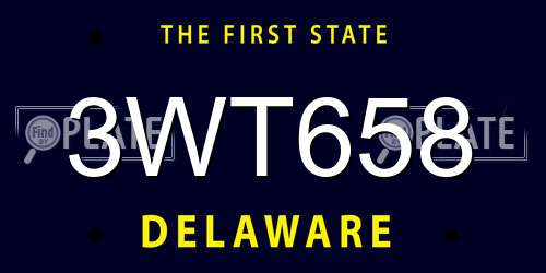 3WT658 Delaware License Plate