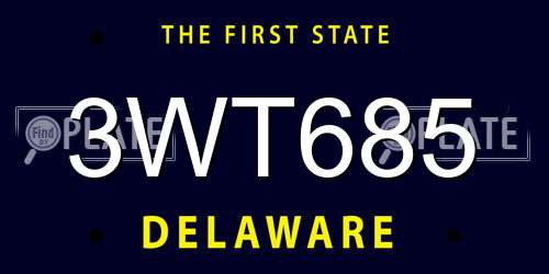 3WT685 Delaware License Plate