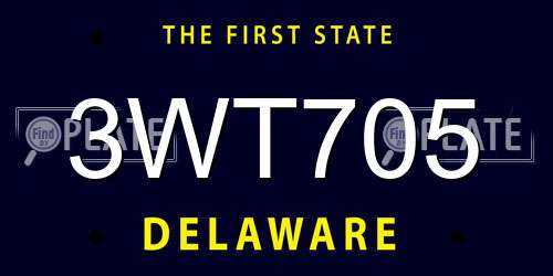 3WT705 Delaware License Plate