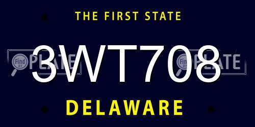 3WT708 Delaware License Plate