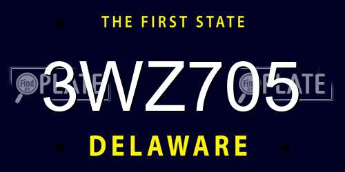 3WZ705 Delaware License Plate