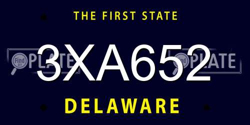 3XA652 Delaware License Plate