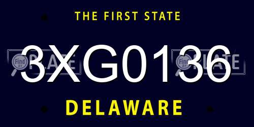3XG0136 Delaware License Plate
