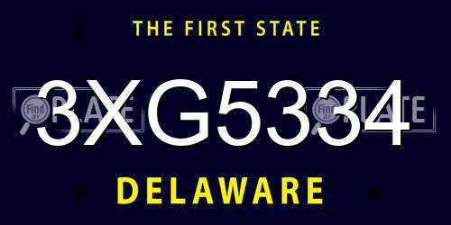 3XG5334 Delaware License Plate