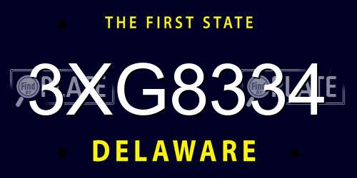 3XG8334 Delaware License Plate