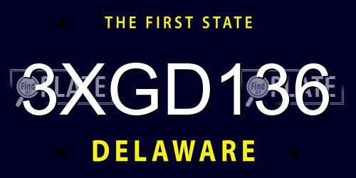 3XGD136 Delaware License Plate