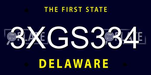 3XGS334 Delaware License Plate