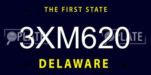 3XM620 Delaware License Plate