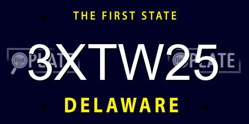 3XTW25 Delaware License Plate