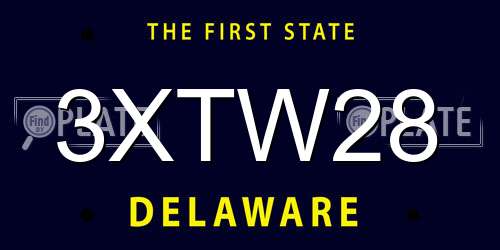 3XTW28 Delaware License Plate