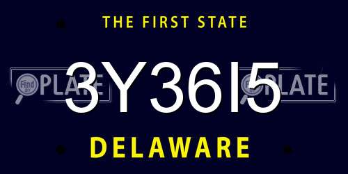 3Y36I5 Delaware License Plate