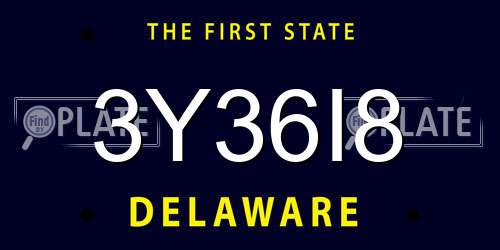 3Y36I8 Delaware License Plate